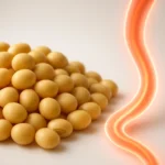 신선한 대두와 탄력 있는 붉은 혈관을 상징적으로 표현한 이미지